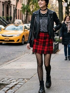 Vintage Plaid Red and Black Wool Women's Skirt size 10